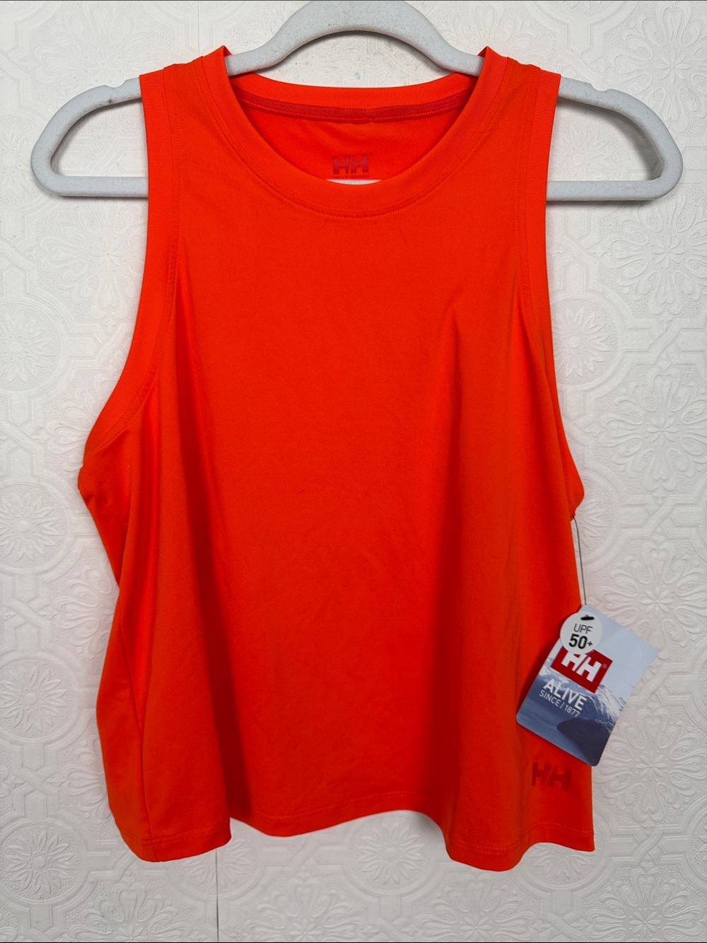 Helly Hansen Ocean Cropped Tank Top Bright Orange Large Neon Sleeveless NWT